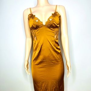 Evening Dress Size:small Color:Brown Material:silk